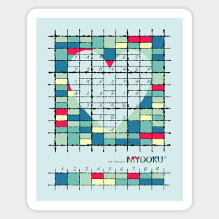 Mydoku_007_H001_004_F: Sudoku, Sudoku coloring, logic, logic puzzle, holiday puzzle, fun, away from screen Sticker